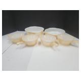 Fire King Peach Luster 4 Soup Bowls, 8" w Baking +