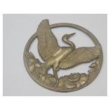 VTG Brass Crane Wall Ornament 11" W
