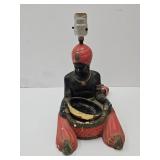 Vintage Blackamoor Chalkware Lamp 12" H