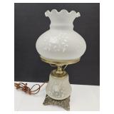 VTG Frosted Glass Dresser Lamp 17.5" H