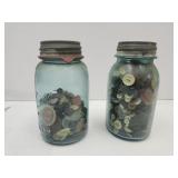2 Ball Jars with Zinc Lids & Buttons
