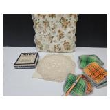 15 Woven Coasters, Square, Small Pillow & Dollie