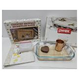 Pyrex Snow Flake Baking Dish & Country Stoneware+