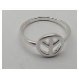 New 925 Silver Peace Sign Ring Sz 7