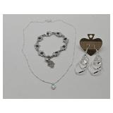 New Silver Plated Necklace, Bracelet & Earrings
