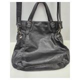 Nine West Black Should Strap Leather Purse 14" W