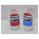 2 Large Pepsi Advertising Glasses 7" H
