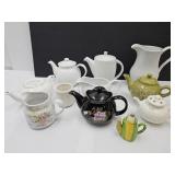 Collection of Tea Pots, Pitcher, Mug +1 has Chips