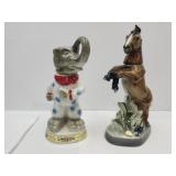 2 Liquor Decanters Horse & Elephants