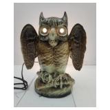 Working Ceramic Owl Lamp Light 12" high