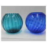 Pair Of Empoli Optic Round Fish Bowl Style Bowls
