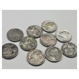 10 WWII Silver Nickel Coins
