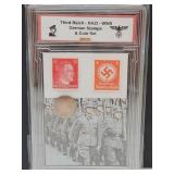 German WWII Stamps & Bronze Coins Set
