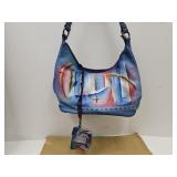 Anuschka  15" Hand Painted Shoulder Boho Purse