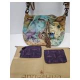 Anuschka  14" Hand Painted Dome Satchel Purse