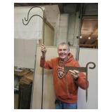 Antique Boot Scaper & 2 Wrought Iron Plant Hangers