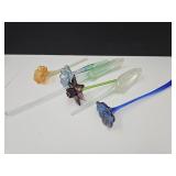 6 Art Glass Flowers See Sizes NO SHIPPING