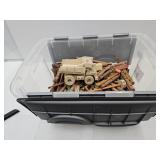 Tote Half Full Of Lincoln Logs, Tonka Truck