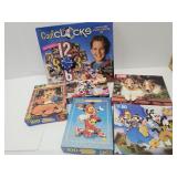 6 VTG Puzzles; Disney, Dogs & Clock Making Kit
