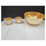 Fire King Peach Luster Cream, Sugar, 10" w Bowl