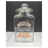 Vintage  ADV Seyferts Pretzel Jar with Lid