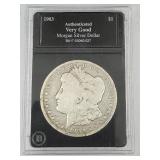 1903 Authenticated VG Morgan Silver Dollar Coin