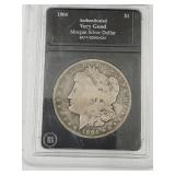1904 Authenticated VG Morgan Silver Dollar Coin