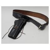 Tooled Leather Cartridge Belt + Revolver Holster