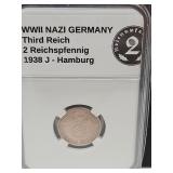 1938 J WWII Germany (2pf) Bronze Coin