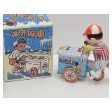 Newer Tin ICe Cream Wind Up Toy W Box