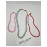 Glass & Beaded Necklace & Silver Tone Bracelet