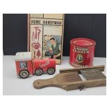 Home Handyman Book, Slicer, Tobacco & Coke Tins