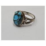 VTG 925 Silver Ring Turquoise Sz 9 1/4