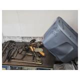 Tote w Tools, Blacksmith Tongs, Shoulder Drills