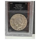 Authenticated Very Good 1925 Silver Peace Dollar