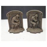 VTG Cast Iron Book Ends The Thinker