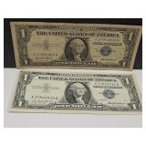 "2" 1957 Blue Seal $1 Currency Notes