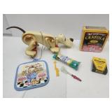 VTG Pull Dog Toy, Crayola Crayons, Garfield Net+