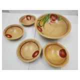 VTG Footed Wood Bowl Set up to 10.5"W