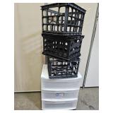3  Drawer Organizer & 3 Crates