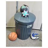 3 Basketballs, 32 Gal Trash Can & Wipe Out Game