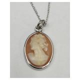 Sterling Silver 18"  Chain with Cameo Pendant