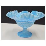 Fenton Hobnail Slag Glass Pedestal Compote