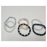 Lot oF Gemstones & Glass Beaded Bracelets