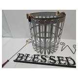 LG Galvanzied Basket 16 x 18" H, Rooster Fly Swat+