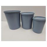 Vintage Blue Tupperware Cantister Set See Lids