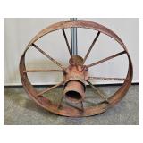 Red Farm Implement Wagon Wheel 28" H