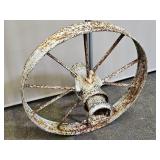 White Farm Implement Wagon Wheel 28" H