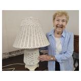 Wicker Lamp W Shade 27" H