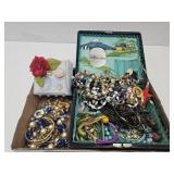 Jewelry Box W Large Lot Of Costume Jewelry